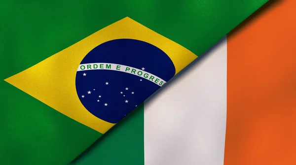 Dois Estados Bandeiras Brasil Irlanda Fundo Negócios Alta Qualidade Ilustração — Fotografia de Stock
