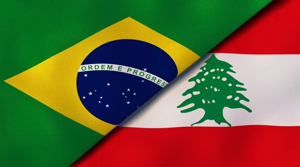 Two States Flags Brazil Lebanon High Quality Business Background Illustration — Stock Photo, Image