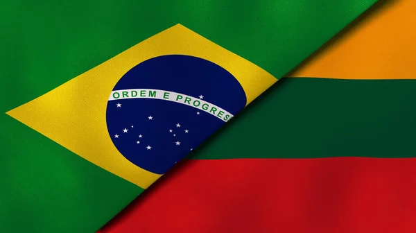 Bandeiras Dois Estados Brasil Lituânia Fundo Negócios Alta Qualidade Ilustração — Fotografia de Stock