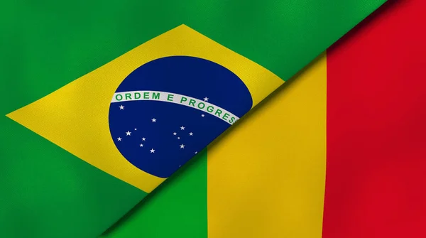 ブラジルとマリの2つの州旗 高品質のビジネス背景 3Dイラスト — ストック写真