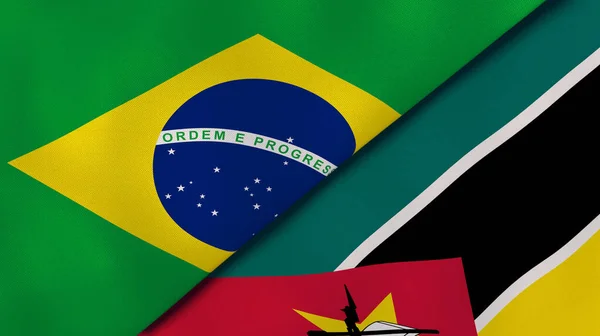 Bandeiras Dois Estados Brasil Moçambique Fundo Negócios Alta Qualidade Ilustração — Fotografia de Stock