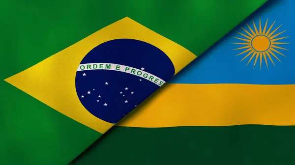 Dois Estados Bandeiras Brasil Ruanda Fundo Negócios Alta Qualidade Ilustração — Fotografia de Stock