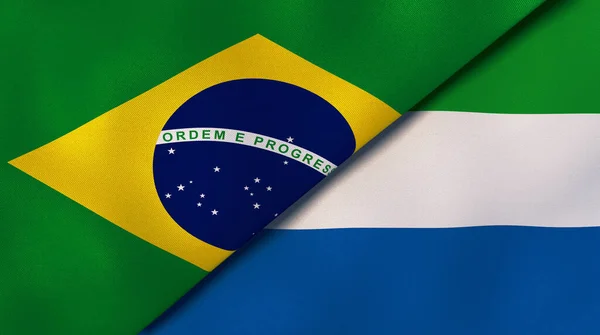 Dois Estados Bandeiras Brasil Serra Leoa Fundo Negócios Alta Qualidade — Fotografia de Stock