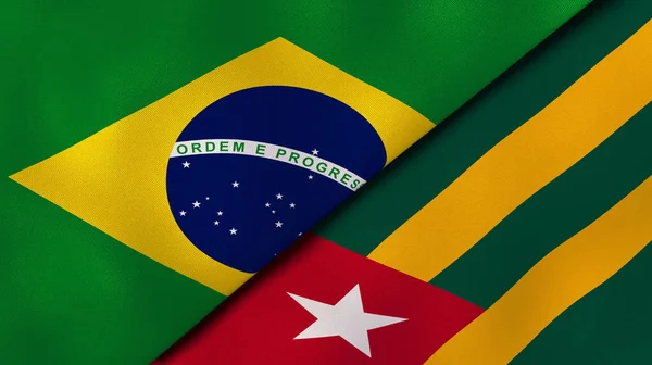 Dois Estados Bandeiras Brasil Togo Fundo Negócios Alta Qualidade Ilustração — Fotografia de Stock