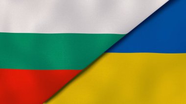 Bulgaristan ve Ukrayna 'nın iki bayrağı. Kaliteli bir iş geçmişi. 3d illüstrasyon