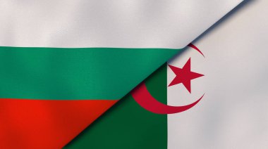 Bulgaristan ve Cezayir 'in iki bayrağı. Kaliteli bir iş geçmişi. 3d illüstrasyon