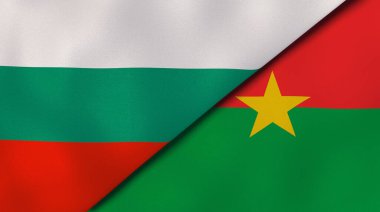 Bulgaristan ve Burkina Faso 'nun iki bayrağı. Kaliteli bir iş geçmişi. 3d illüstrasyon