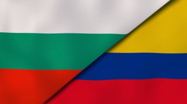 Bulgaristan ve Kolombiya 'nın iki bayrağı. Kaliteli bir iş geçmişi. 3d illüstrasyon