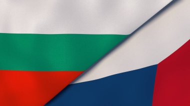 Bulgaristan ve Çek Cumhuriyeti 'nin iki bayrağı. Kaliteli bir iş geçmişi. 3d illüstrasyon