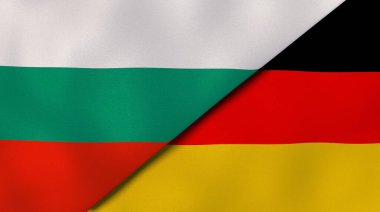 Bulgaristan ve Almanya 'nın iki bayrağı. Kaliteli bir iş geçmişi. 3d illüstrasyon