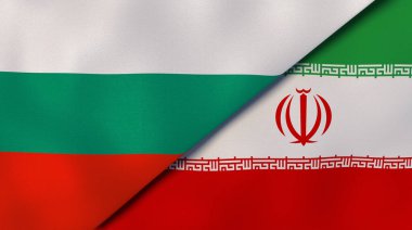 Bulgaristan ve İran 'ın iki bayrağı. Kaliteli bir iş geçmişi. 3d illüstrasyon