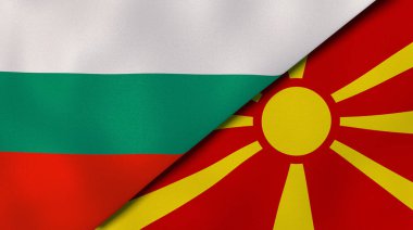 Bulgaristan ve Makedonya 'nın iki bayrağı. Kaliteli bir iş geçmişi. 3d illüstrasyon