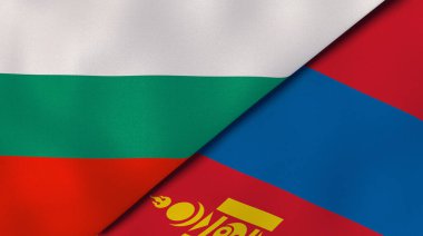 Bulgaristan ve Moğolistan 'ın iki bayrağı. Kaliteli bir iş geçmişi. 3d illüstrasyon