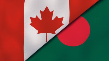 Kanada ve Bangladeş 'in iki bayrağı. Kaliteli bir iş geçmişi. 3d illüstrasyon