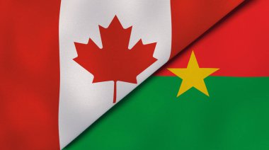 Kanada ve Burkina Faso 'nun iki bayrağı. Kaliteli bir iş geçmişi. 3d illüstrasyon