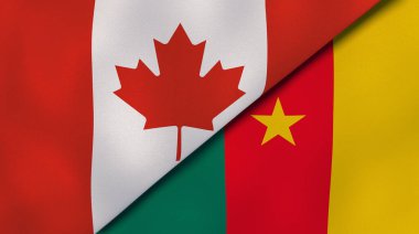 Kanada ve Kamerun 'un iki bayrağı. Kaliteli bir iş geçmişi. 3d illüstrasyon