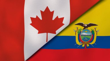 Two states flags of Canada and Ecuador. High quality business background. 3d illustration clipart