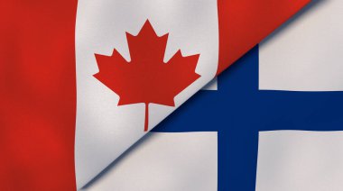 Kanada ve Finlandiya 'nın iki bayrağı. Kaliteli bir iş geçmişi. 3d illüstrasyon