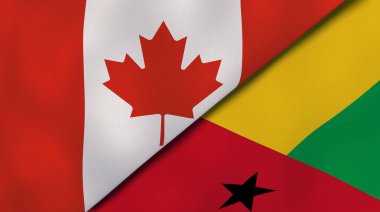 Kanada ve Gine Bissau 'nun iki bayrağı. Kaliteli bir iş geçmişi. 3d illüstrasyon