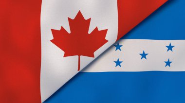 Two states flags of Canada and Honduras. High quality business background. 3d illustration clipart