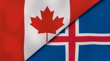 Kanada ve İzlanda 'nın iki eyaleti. Kaliteli bir iş geçmişi. 3d illüstrasyon