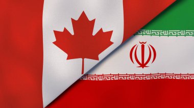 Kanada ve İran 'ın iki bayrağı. Kaliteli bir iş geçmişi. 3d illüstrasyon