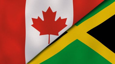 Kanada ve Jamaika 'nın iki bayrağı. Kaliteli bir iş geçmişi. 3d illüstrasyon