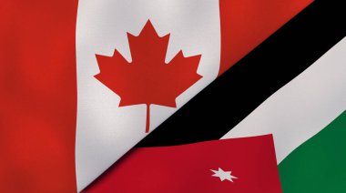 Kanada ve Ürdün 'ün iki bayrağı. Kaliteli bir iş geçmişi. 3d illüstrasyon