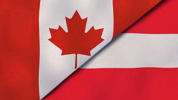 Dwa Państwa Bandery Kanady Austrii Wysokiej Jakości Doświadczenie Biznesowe Ilustracja — Zdjęcie stockowe