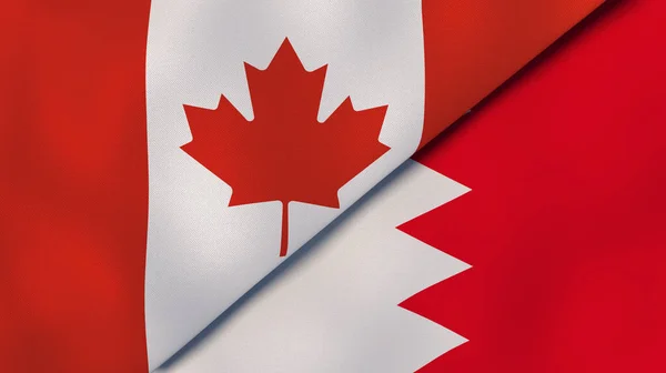 Dos Estados Banderas Canadá Bahréin Fondo Negocio Alta Calidad Ilustración —  Fotos de Stock