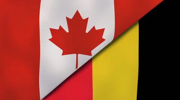 Kanada Belçika Nın Iki Bayrağı Kaliteli Bir Geçmişi Illüstrasyon — Stok fotoğraf