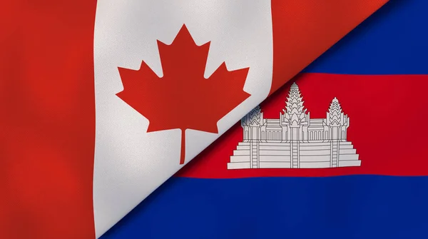 Två Delstater Flaggar Kanada Och Kambodja Hög Kvalitet Affärsbakgrund Illustration — Stockfoto