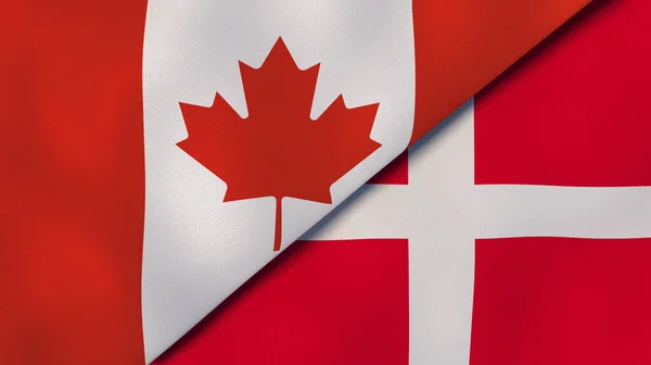 加拿大和丹麦的两个州的国旗 高质量的商业背景 3D说明 — 图库照片