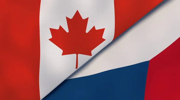 加拿大和捷克共和国的两个国家的国旗 高质量的商业背景 3D说明 — 图库照片