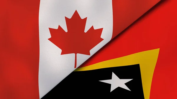 Deux États Drapeaux Canada Timor Oriental Une Expérience Professionnelle Haute — Photo