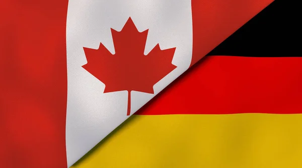 Twee Vlaggen Van Canada Duitsland Hoge Kwaliteit Zakelijke Achtergrond Illustratie — Stockfoto