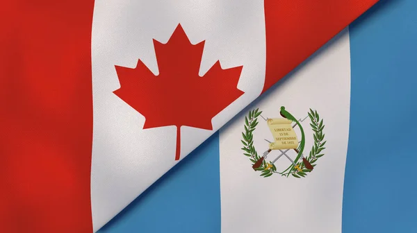 カナダとグアテマラの2つの州旗 高品質のビジネス背景 3Dイラスト — ストック写真
