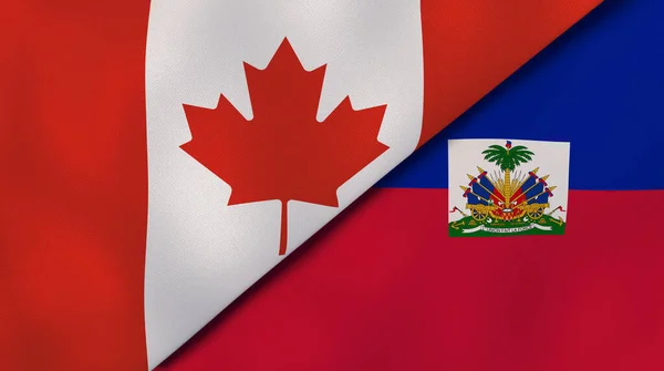 Dos Estados Banderas Canadá Haití Fondo Negocio Alta Calidad Ilustración — Foto de Stock