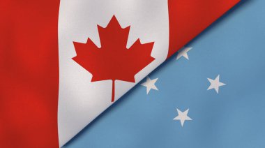 Kanada ve Mikronezya 'nın iki bayrağı. Kaliteli bir iş geçmişi. 3d illüstrasyon