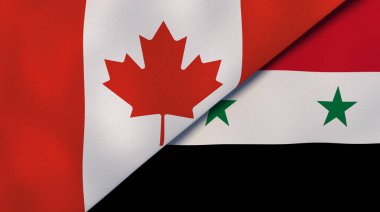 Kanada ve Suriye 'nin iki bayrağı. Kaliteli bir iş geçmişi. 3d illüstrasyon