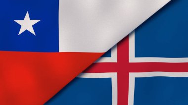 Şili ve İzlanda 'nın iki eyaleti. Kaliteli bir iş geçmişi. 3d illüstrasyon