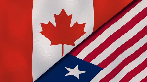 Dos Estados Banderas Canadá Liberia Fondo Negocio Alta Calidad Ilustración — Foto de Stock