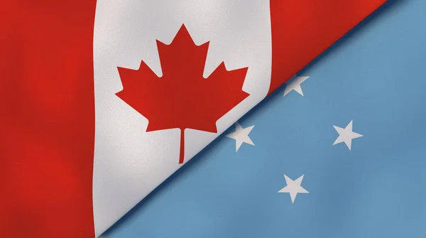 加拿大和密克罗尼西亚的两个州的国旗 高质量的商业背景 3D说明 — 图库照片