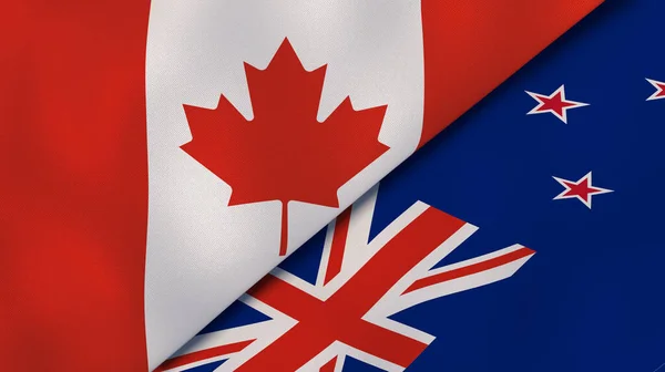 加拿大和新西兰的两个州的国旗 高质量的商业背景 3D说明 — 图库照片