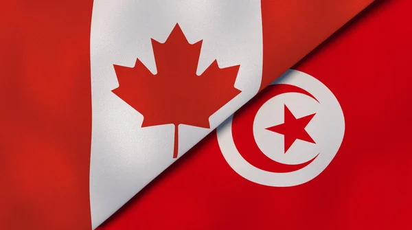 Kanada Tunézia Két Állami Lobogója Kiváló Minőségű Üzleti Háttér Illusztráció — Stock Fotó