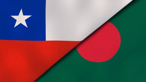 Dos Estados Banderas Chile Bangladesh Fondo Negocio Alta Calidad Ilustración —  Fotos de Stock