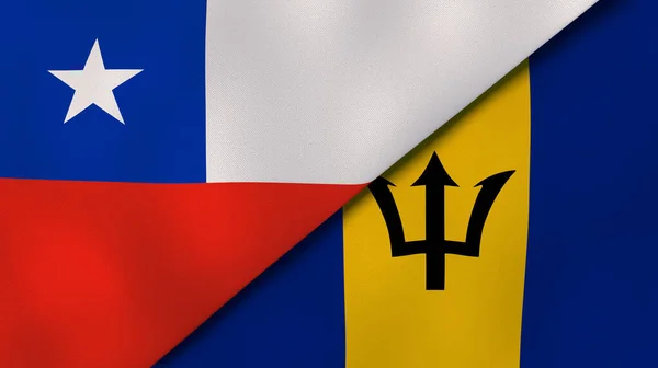 Dos Estados Banderas Chile Barbados Fondo Negocio Alta Calidad Ilustración —  Fotos de Stock