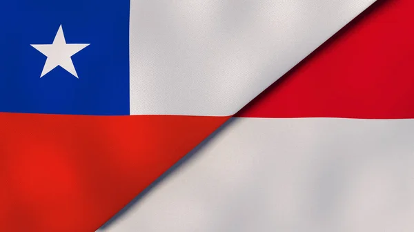 Dos Estados Banderas Chile Mónaco Fondo Negocio Alta Calidad Ilustración —  Fotos de Stock