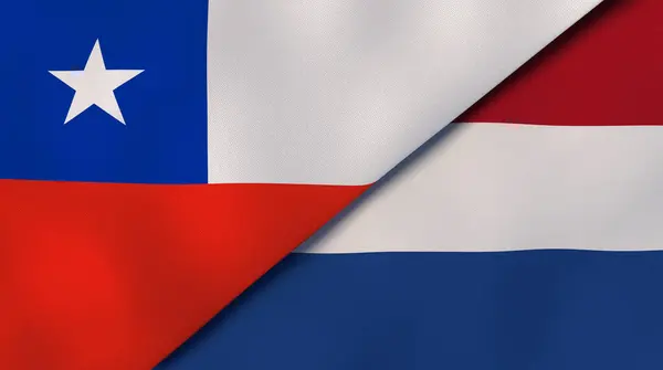 Dos Estados Banderas Chile Holanda Fondo Negocio Alta Calidad Ilustración —  Fotos de Stock