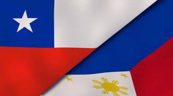 智利和菲律宾的两个国家的国旗 高质量的商业背景 3D说明 — 图库照片